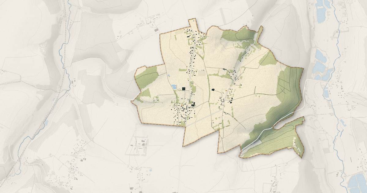 Portrait cartographique de Le Catelier : relief, eau, forêts, bâti et voies, calculés à partir des données de l'IGN
