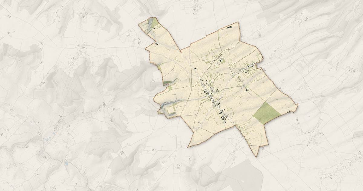 Portrait cartographique de Conteville : relief, eau, forêts, bâti et voies, calculés à partir des données de l'IGN