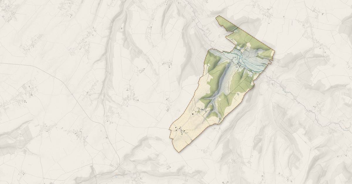 Portrait cartographique de Cuverville-sur-Yères : relief, eau, forêts, bâti et voies, calculés à partir des données de l'IGN
