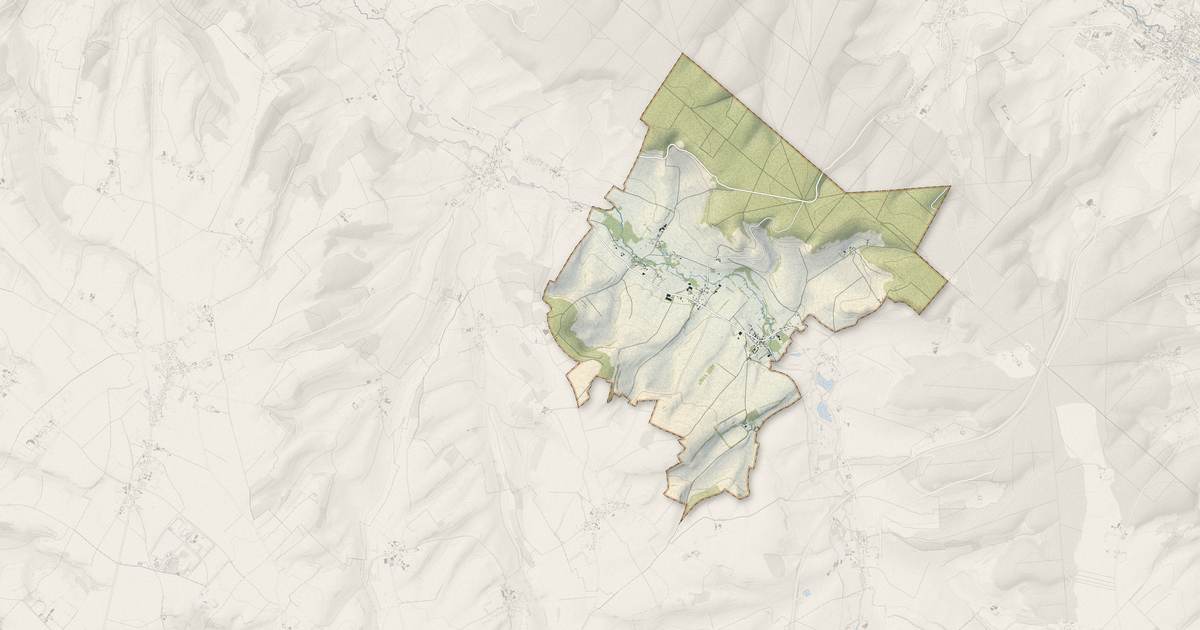 Portrait cartographique de Dancourt : relief, eau, forêts, bâti et voies, calculés à partir des données de l'IGN
