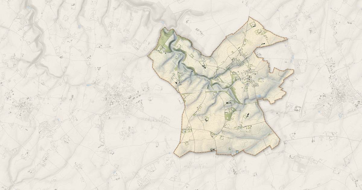 Portrait cartographique de Écrainville : relief, eau, forêts, bâti et voies, calculés à partir des données de l'IGN
