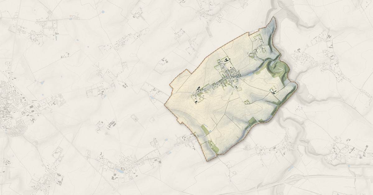 Portrait cartographique de Envronville : relief, eau, forêts, bâti et voies, calculés à partir des données de l'IGN