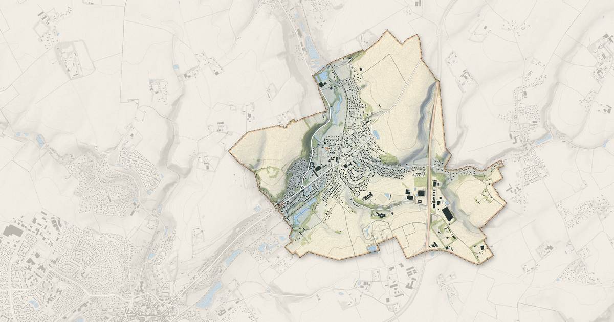 Portrait cartographique de Épouville : relief, eau, forêts, bâti et voies, calculés à partir des données de l'IGN
