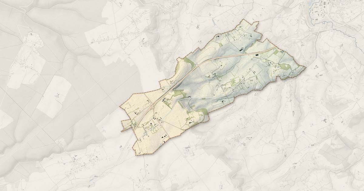 Portrait cartographique de Esclavelles : relief, eau, forêts, bâti et voies, calculés à partir des données de l'IGN