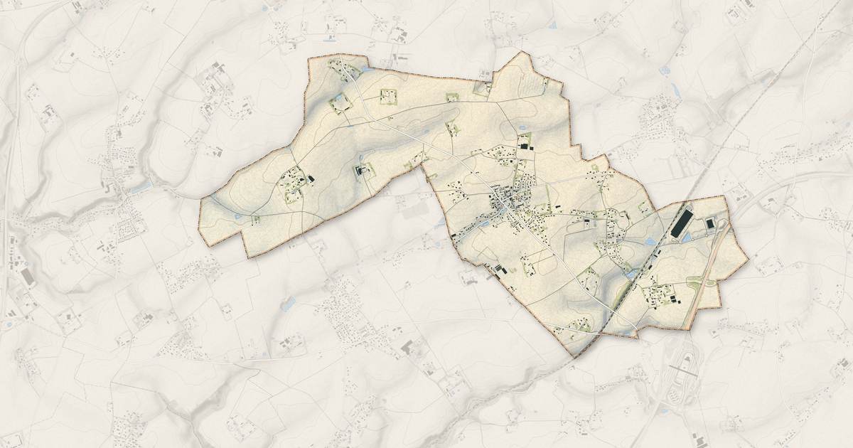 Portrait cartographique de Étainhus : relief, eau, forêts, bâti et voies, calculés à partir des données de l'IGN