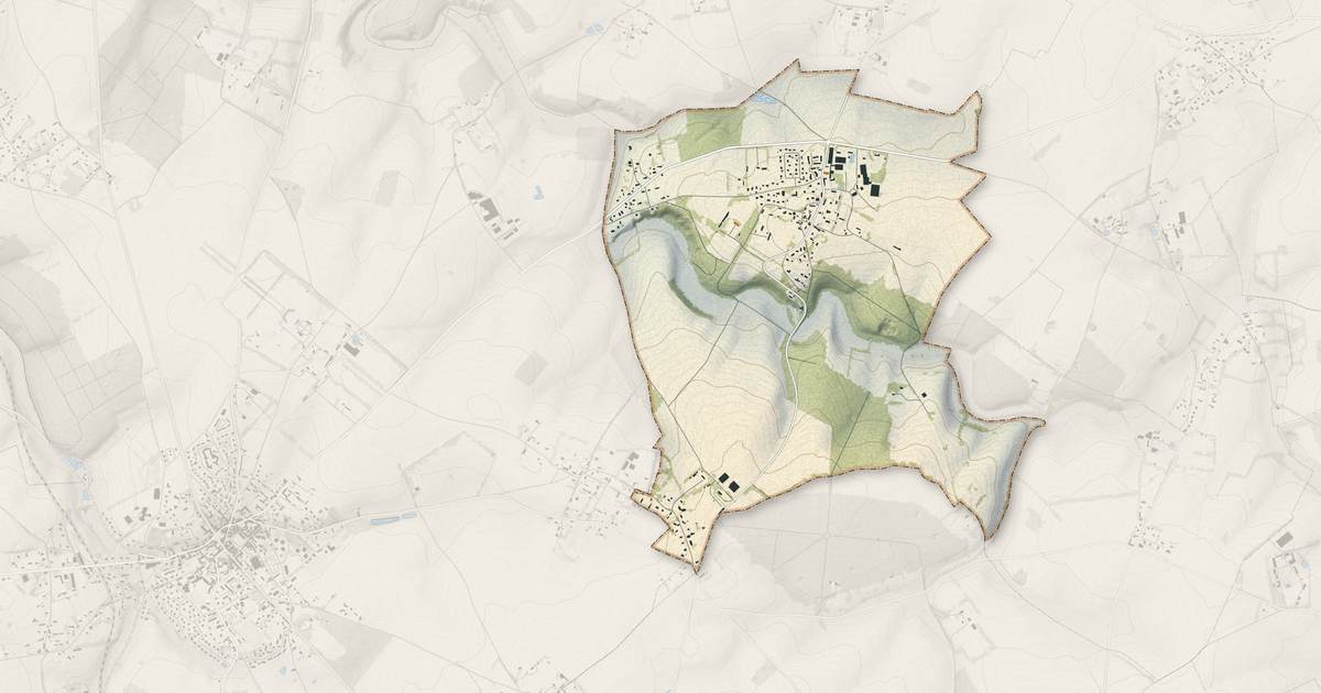 Portrait cartographique de Étalleville : relief, eau, forêts, bâti et voies, calculés à partir des données de l'IGN