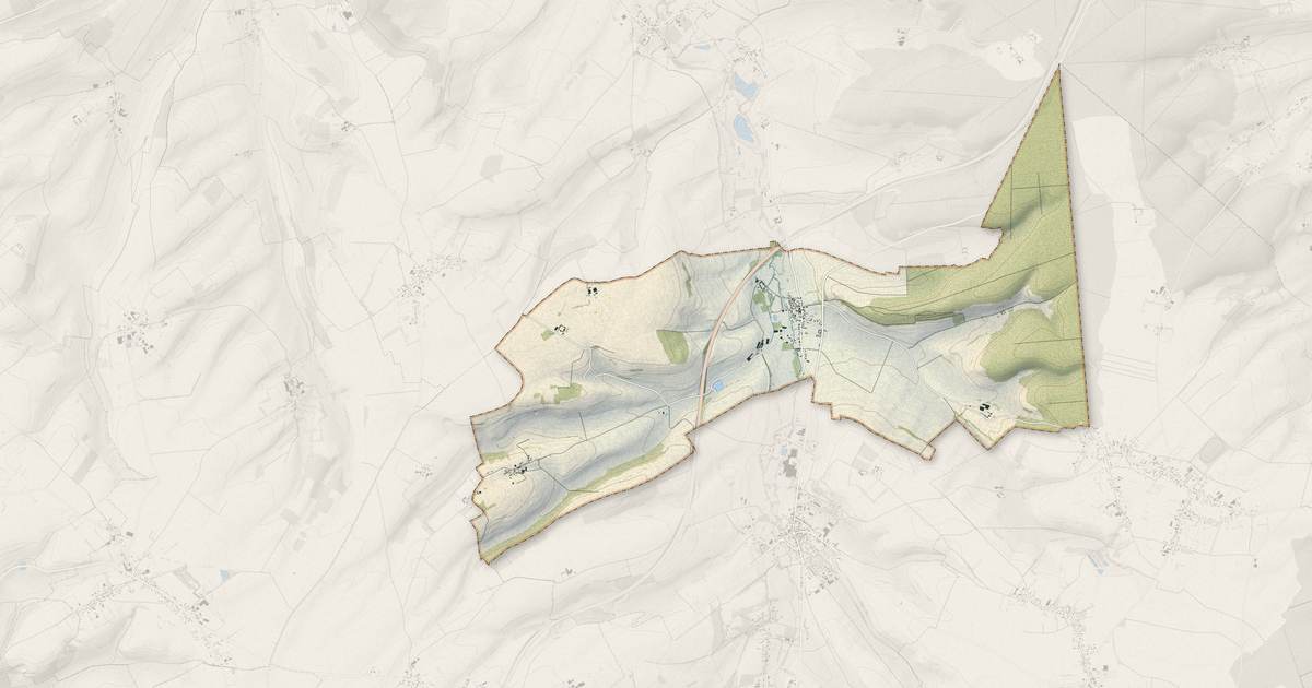 Portrait cartographique de Fallencourt : relief, eau, forêts, bâti et voies, calculés à partir des données de l'IGN