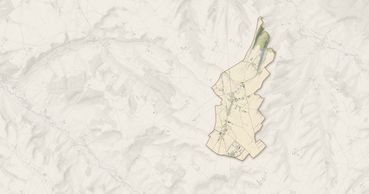 Portrait cartographique de Fresnoy-Folny : relief, eau, forêts, bâti et voies, calculés à partir des données de l'IGN