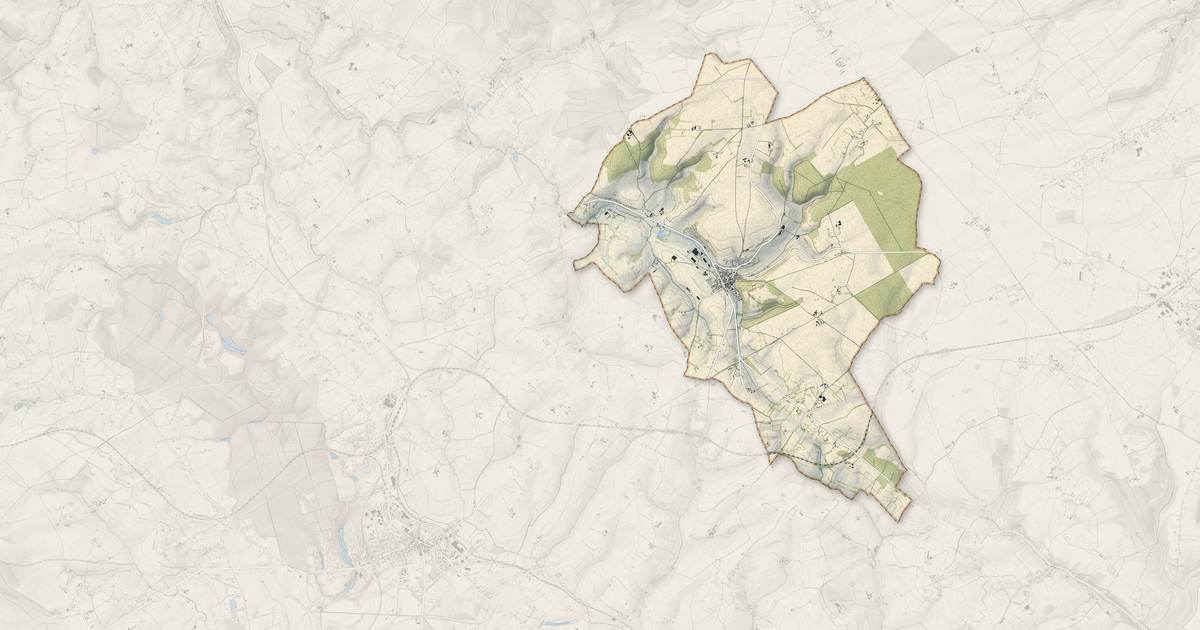 Portrait cartographique de Gaillefontaine : relief, eau, forêts, bâti et voies, calculés à partir des données de l'IGN