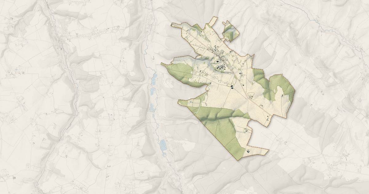 Portrait cartographique de Les Grandes-Ventes : relief, eau, forêts, bâti et voies, calculés à partir des données de l'IGN