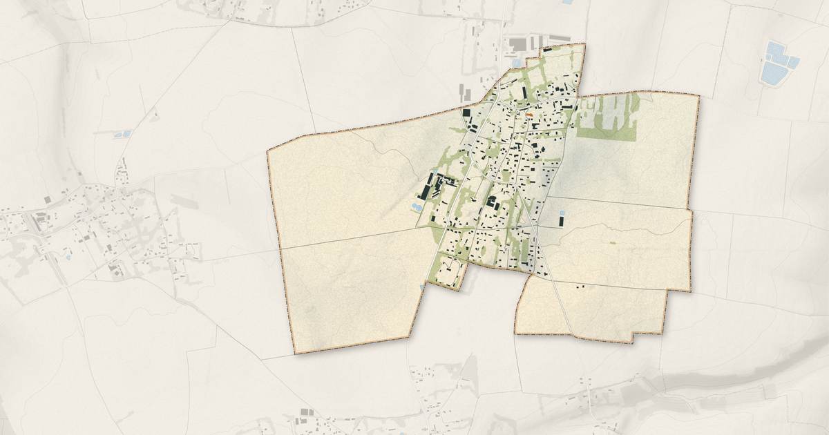 Portrait cartographique de Greuville : relief, eau, forêts, bâti et voies, calculés à partir des données de l'IGN