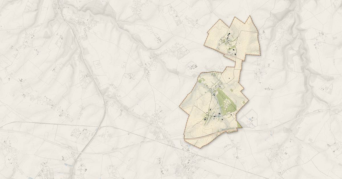 Portrait cartographique de Grigneuseville : relief, eau, forêts, bâti et voies, calculés à partir des données de l'IGN