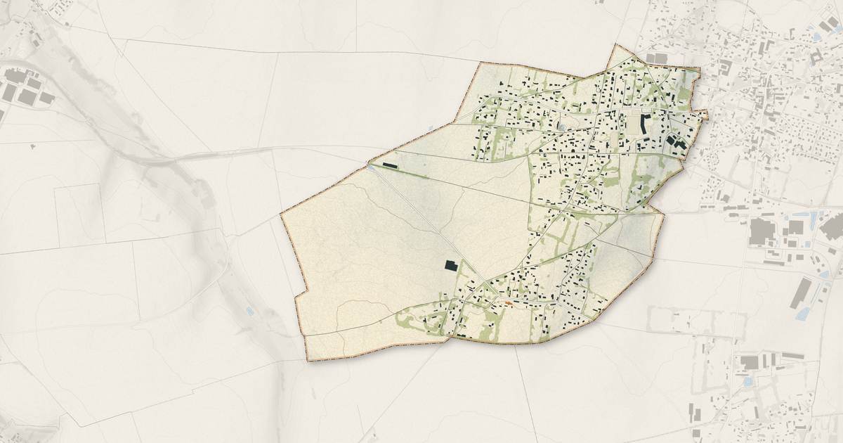 Portrait cartographique de Gruchet-Saint-Siméon : relief, eau, forêts, bâti et voies, calculés à partir des données de l'IGN