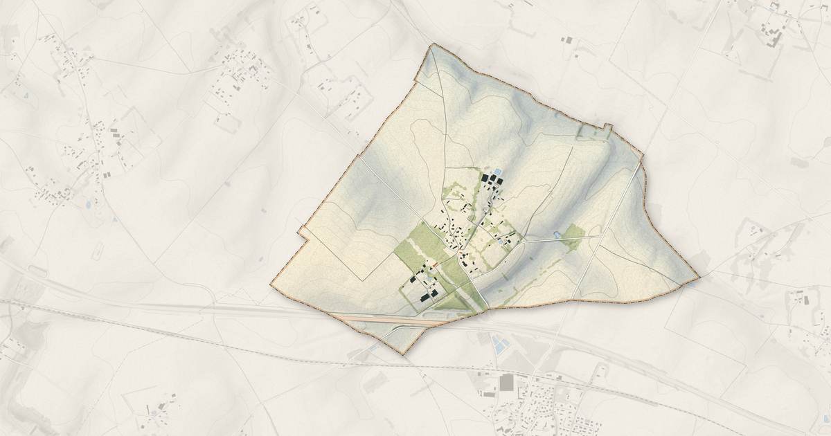 Portrait cartographique de Gueutteville : relief, eau, forêts, bâti et voies, calculés à partir des données de l'IGN