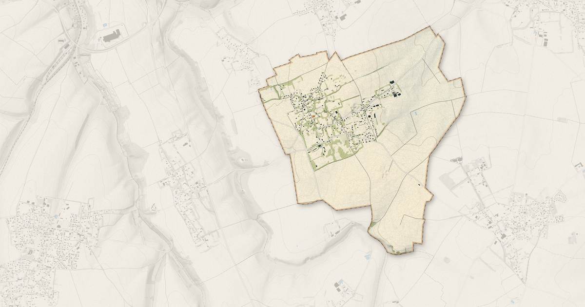Portrait cartographique de Gueutteville-les-Grès : relief, eau, forêts, bâti et voies, calculés à partir des données de l'IGN