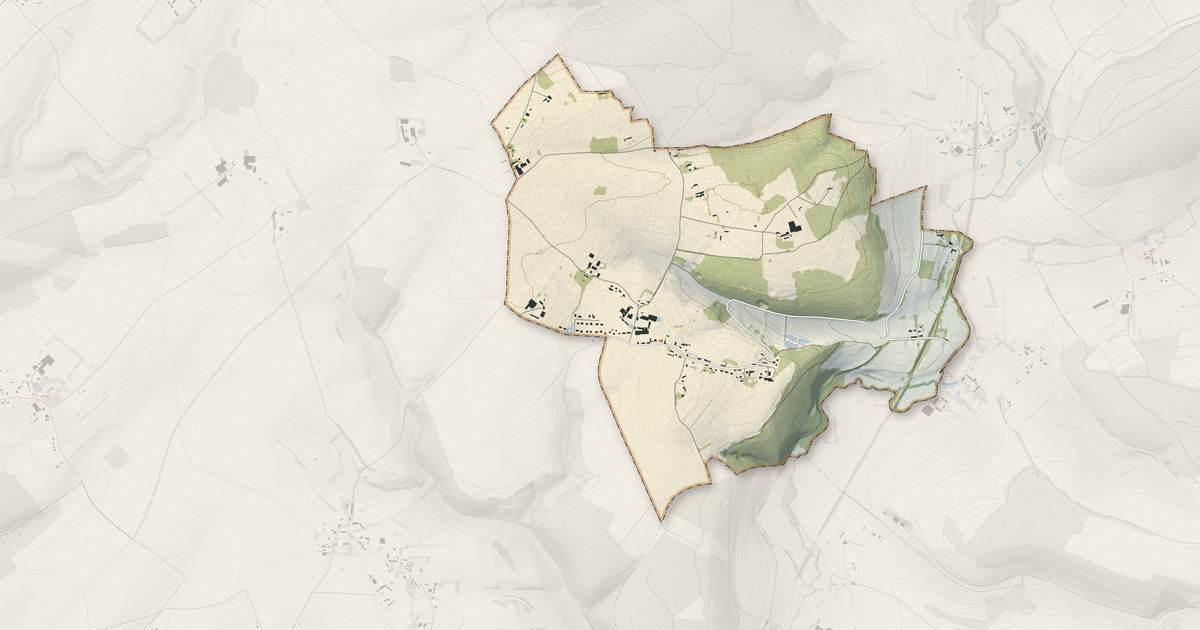 Portrait cartographique de La Hallotière : relief, eau, forêts, bâti et voies, calculés à partir des données de l'IGN