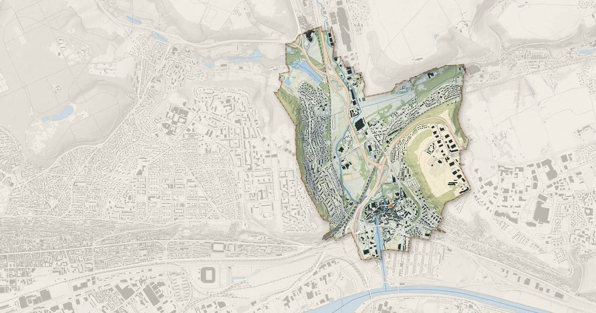 Portrait cartographique de Harfleur : relief, eau, forêts, bâti et voies, calculés à partir des données de l'IGN