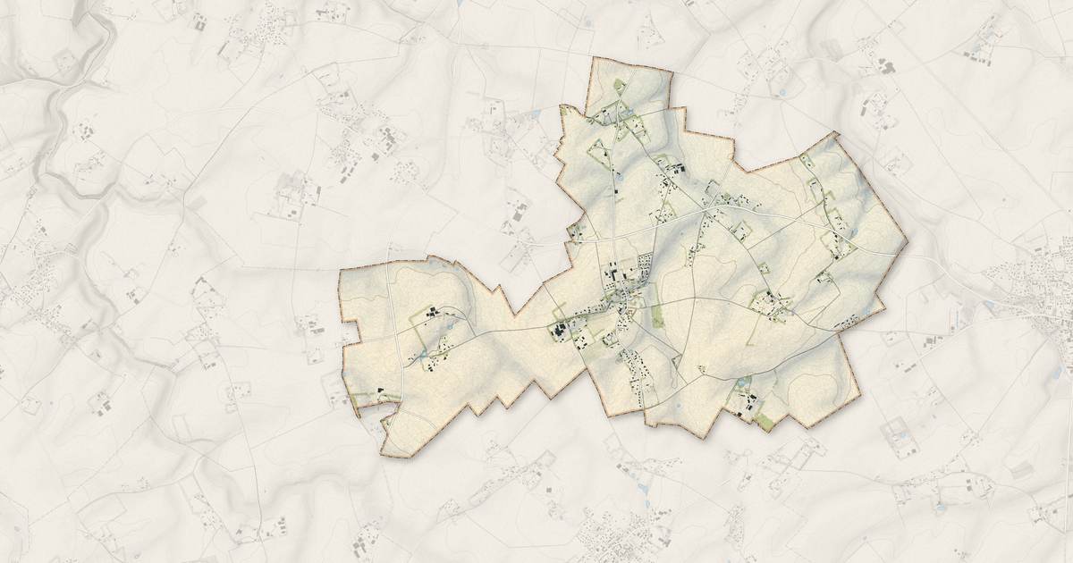 Portrait cartographique de Hattenville : relief, eau, forêts, bâti et voies, calculés à partir des données de l'IGN