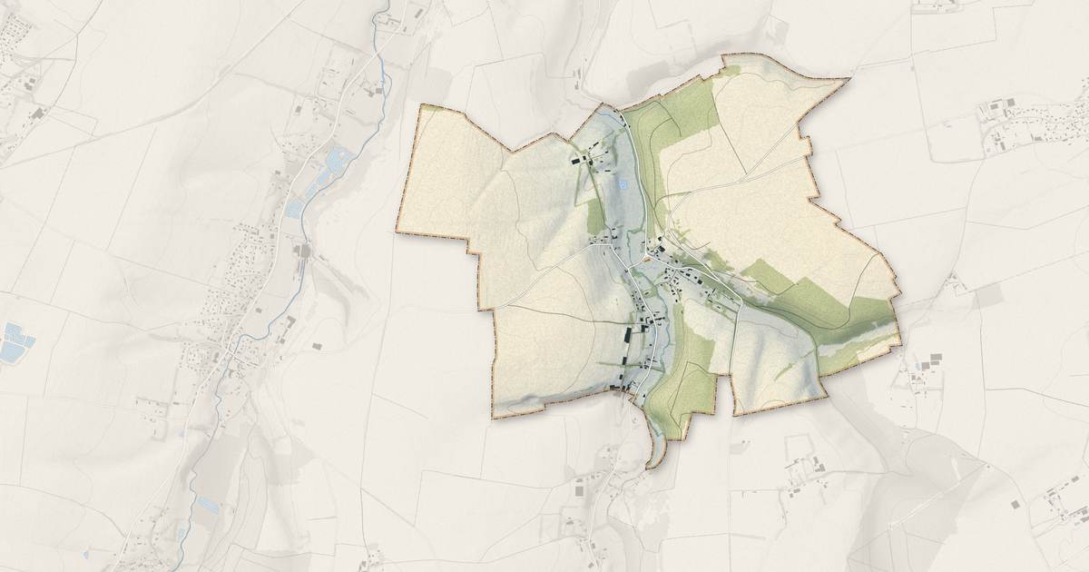Portrait cartographique de Hermanville : relief, eau, forêts, bâti et voies, calculés à partir des données de l'IGN