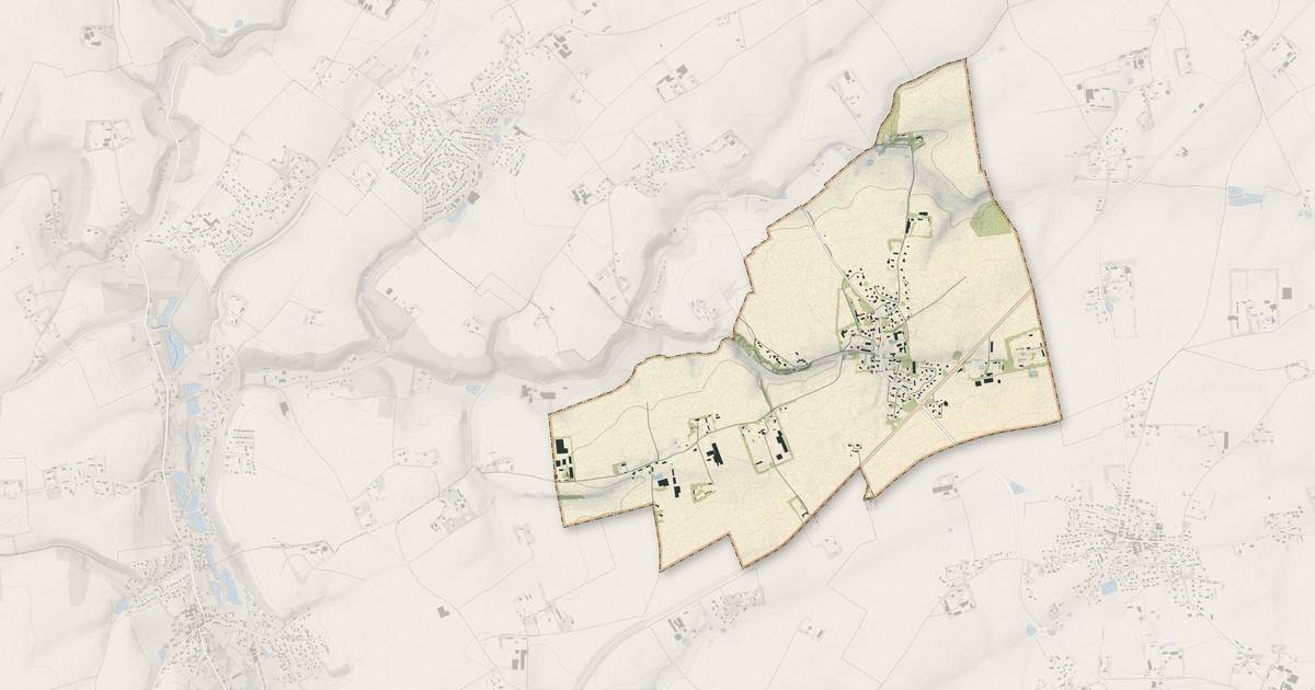 Portrait cartographique de Hermeville : relief, eau, forêts, bâti et voies, calculés à partir des données de l'IGN