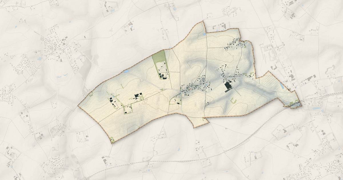 Portrait cartographique de Houquetot : relief, eau, forêts, bâti et voies, calculés à partir des données de l'IGN