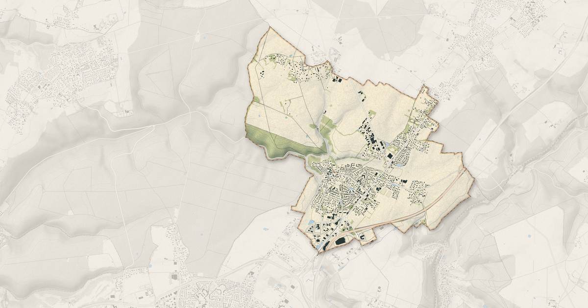 Portrait cartographique de Isneauville : relief, eau, forêts, bâti et voies, calculés à partir des données de l'IGN