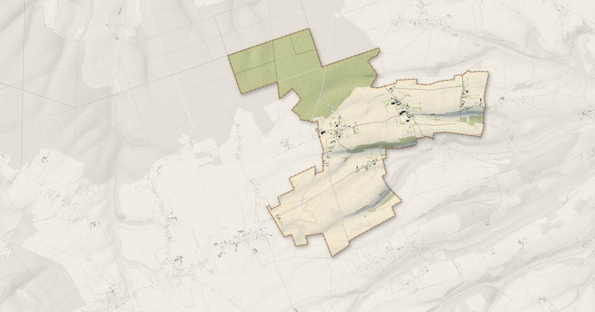 Portrait cartographique de Landes-Vieilles-et-Neuves : relief, eau, forêts, bâti et voies, calculés à partir des données de l'IGN