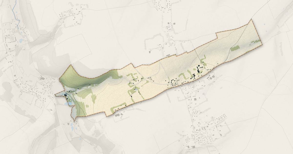 Portrait cartographique de Lestanville : relief, eau, forêts, bâti et voies, calculés à partir des données de l'IGN