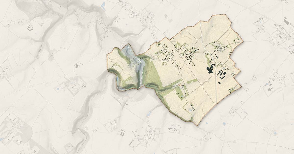 Portrait cartographique de Limpiville : relief, eau, forêts, bâti et voies, calculés à partir des données de l'IGN