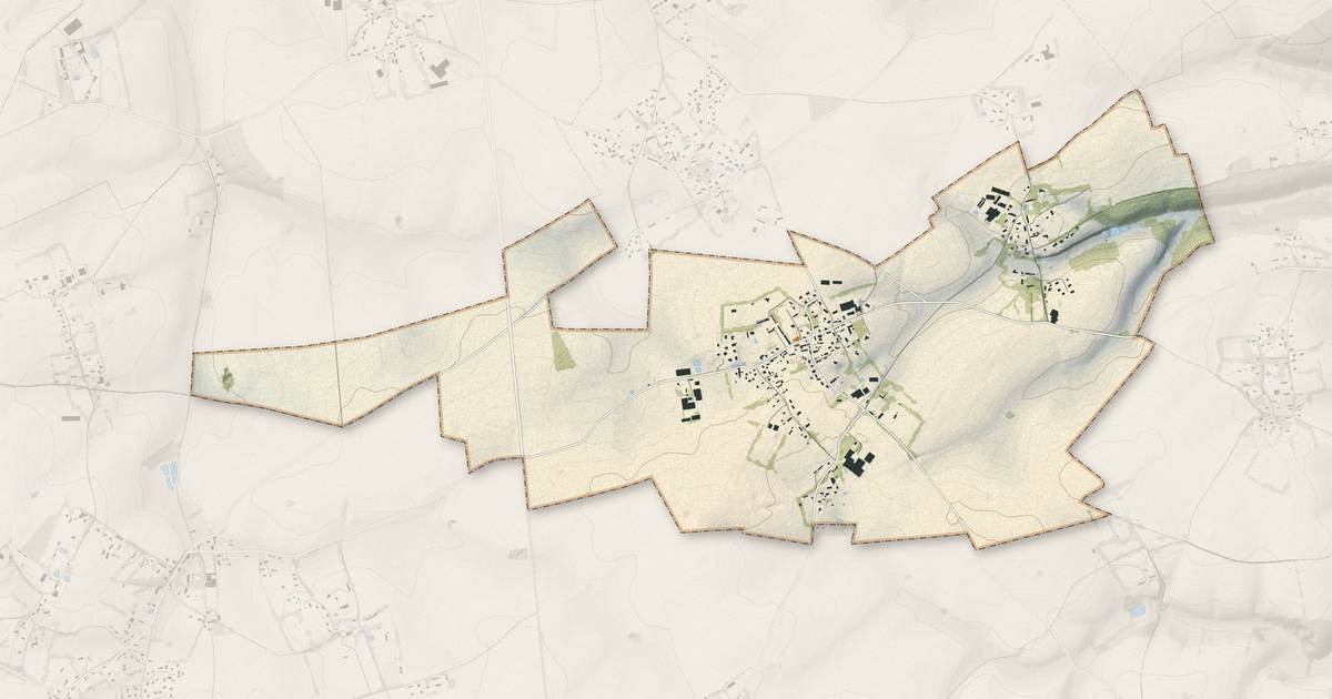 Portrait cartographique de Lindebeuf : relief, eau, forêts, bâti et voies, calculés à partir des données de l'IGN
