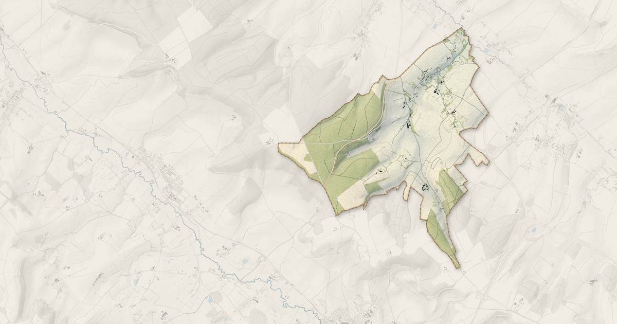 Portrait cartographique de Lucy : relief, eau, forêts, bâti et voies, calculés à partir des données de l'IGN