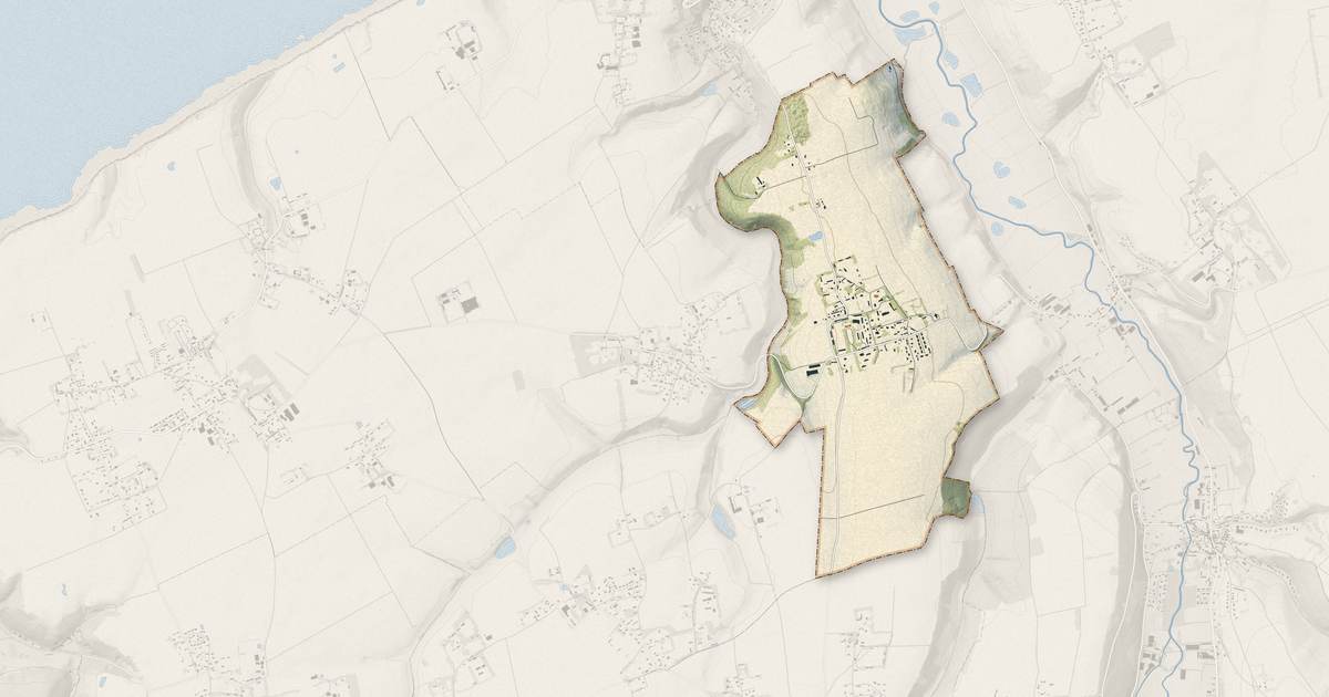 Portrait cartographique de Malleville-les-Grès : relief, eau, forêts, bâti et voies, calculés à partir des données de l'IGN