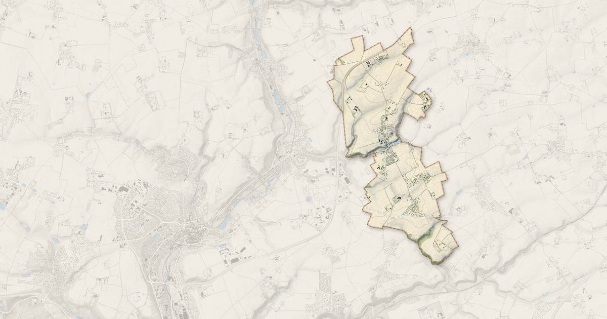 Portrait cartographique de Manéglise : relief, eau, forêts, bâti et voies, calculés à partir des données de l'IGN