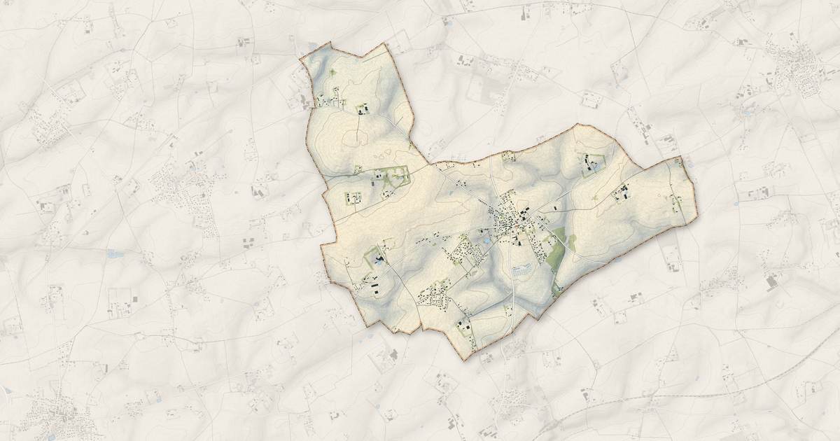 Portrait cartographique de Manneville-la-Goupil : relief, eau, forêts, bâti et voies, calculés à partir des données de l'IGN