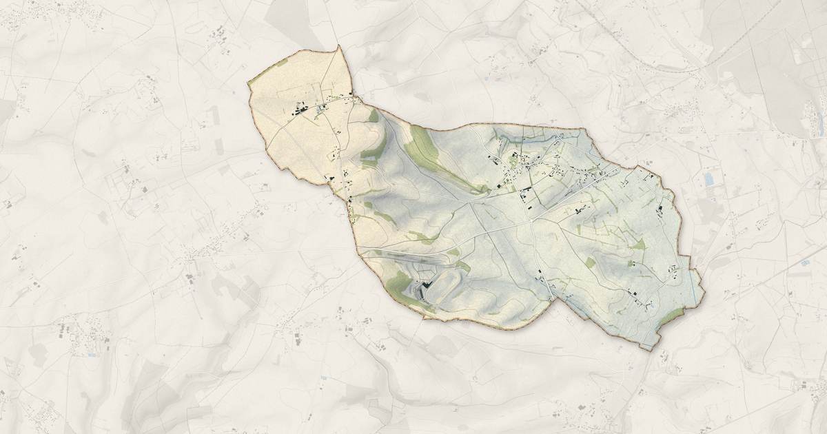 Portrait cartographique de Mauquenchy : relief, eau, forêts, bâti et voies, calculés à partir des données de l'IGN
