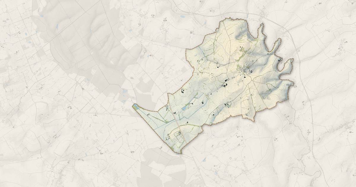 Portrait cartographique de Ménerval : relief, eau, forêts, bâti et voies, calculés à partir des données de l'IGN