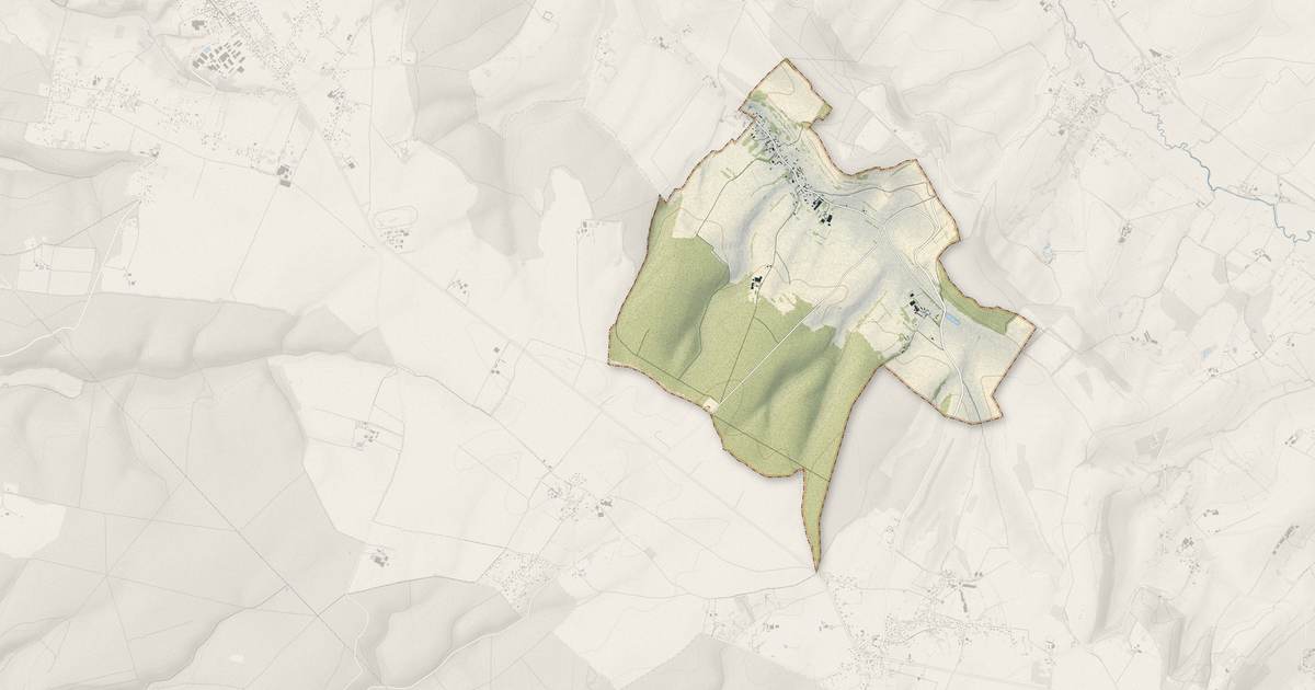 Portrait cartographique de Mesnil-Follemprise : relief, eau, forêts, bâti et voies, calculés à partir des données de l'IGN