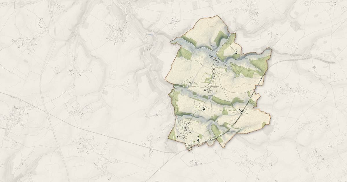 Portrait cartographique de Montérolier : relief, eau, forêts, bâti et voies, calculés à partir des données de l'IGN