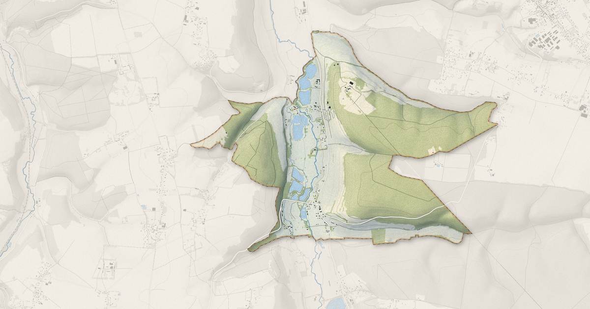 Portrait cartographique de Muchedent : relief, eau, forêts, bâti et voies, calculés à partir des données de l'IGN