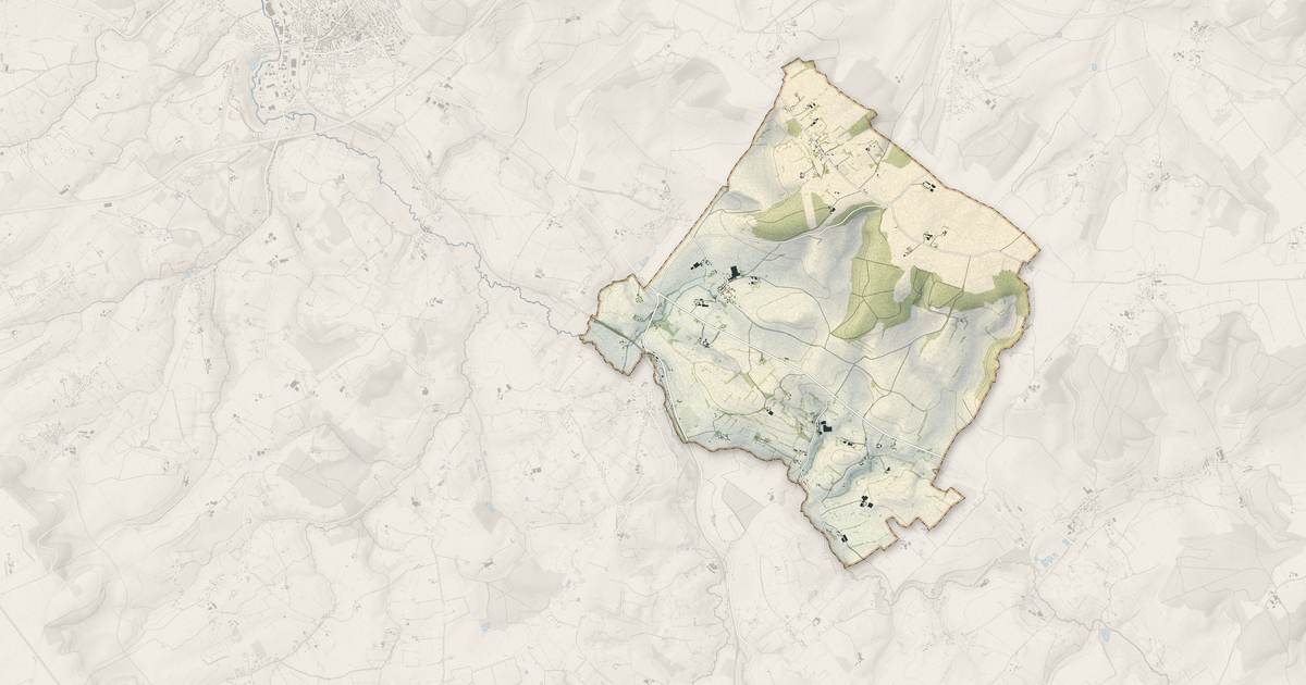 Portrait cartographique de Nesle-Hodeng : relief, eau, forêts, bâti et voies, calculés à partir des données de l'IGN