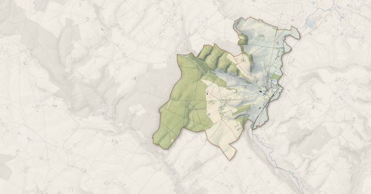 Portrait cartographique de Neuf-Marché : relief, eau, forêts, bâti et voies, calculés à partir des données de l'IGN