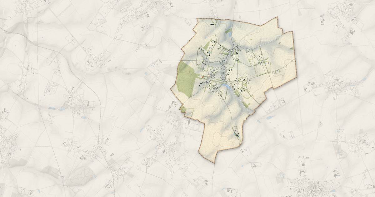 Portrait cartographique de Ouville-l'Abbaye : relief, eau, forêts, bâti et voies, calculés à partir des données de l'IGN