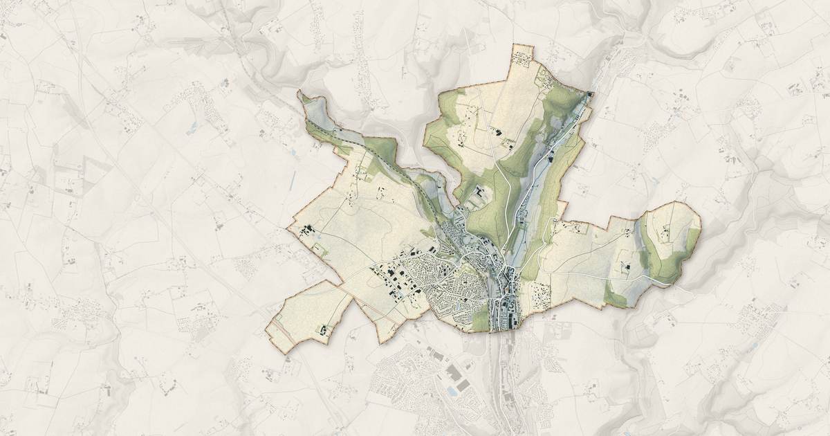 Portrait cartographique de Pavilly : relief, eau, forêts, bâti et voies, calculés à partir des données de l'IGN