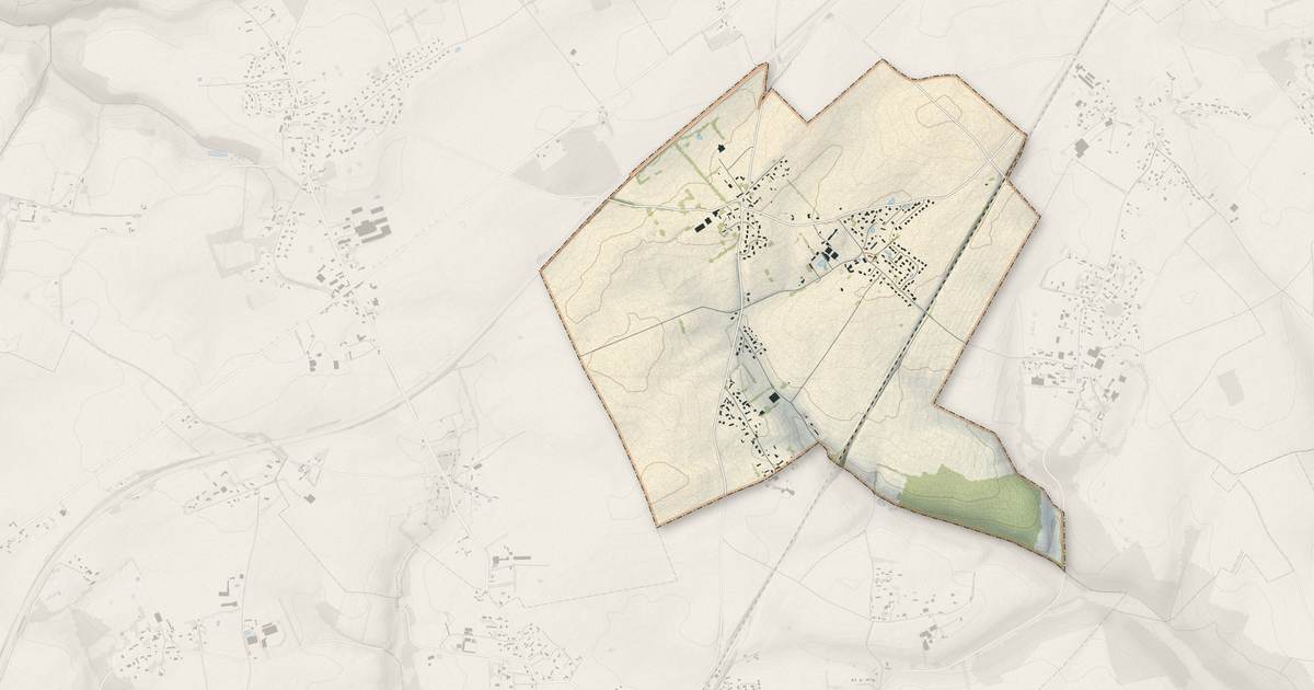 Portrait cartographique de Pierreval : relief, eau, forêts, bâti et voies, calculés à partir des données de l'IGN