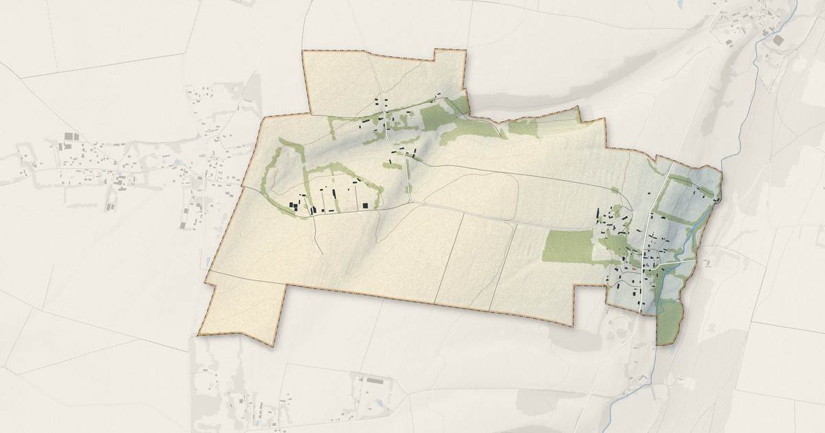 Portrait cartographique de Rainfreville : relief, eau, forêts, bâti et voies, calculés à partir des données de l'IGN