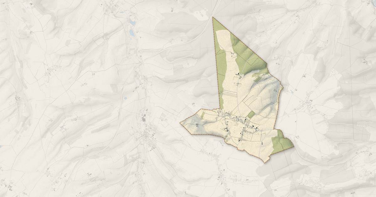 Portrait cartographique de Réalcamp : relief, eau, forêts, bâti et voies, calculés à partir des données de l'IGN