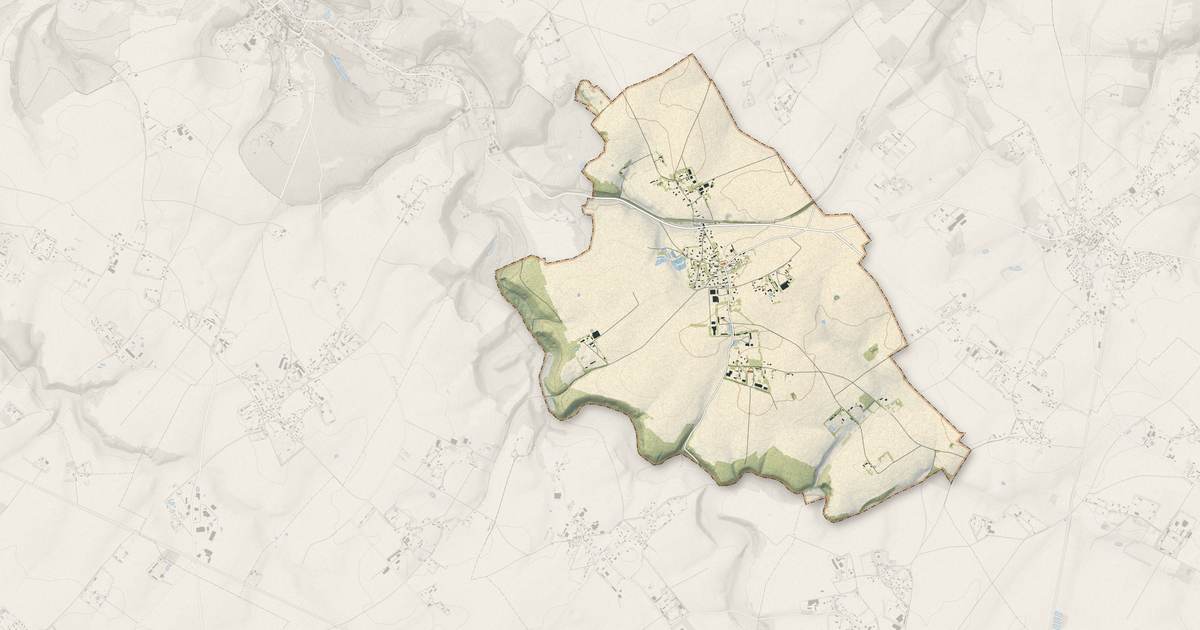 Portrait cartographique de Riville : relief, eau, forêts, bâti et voies, calculés à partir des données de l'IGN