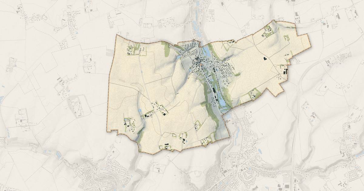 Portrait cartographique de Rolleville : relief, eau, forêts, bâti et voies, calculés à partir des données de l'IGN