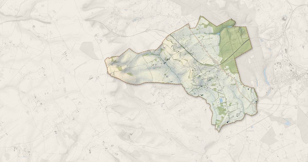 Portrait cartographique de Roncherolles-en-Bray : relief, eau, forêts, bâti et voies, calculés à partir des données de l'IGN