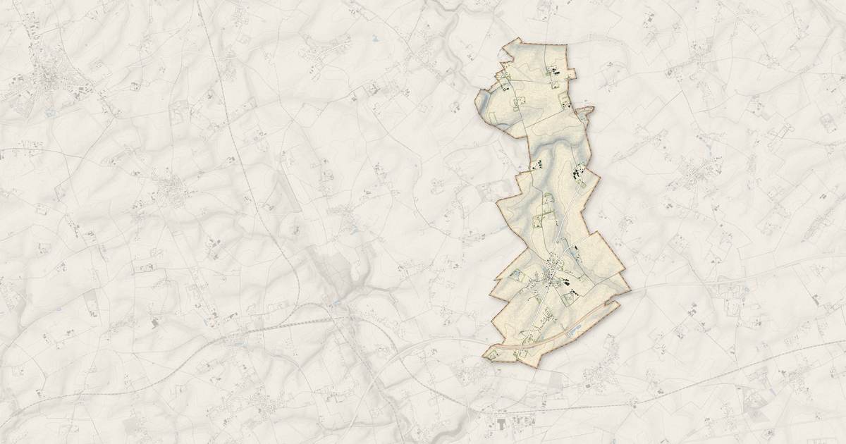 Portrait cartographique de Rouville : relief, eau, forêts, bâti et voies, calculés à partir des données de l'IGN
